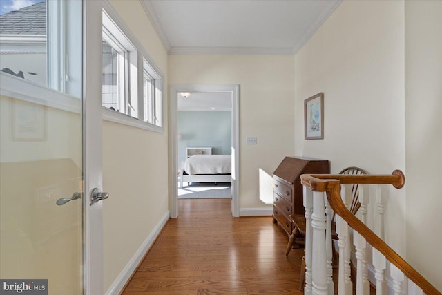 1100 Steamboat Rd, Shady Side, MD 20764 - hall featuring ornamental molding, wood finished floors, and baseboards
