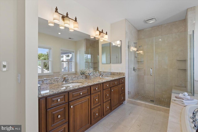 1100 Steamboat Rd, Shady Side, MD 20764 - full bath with a shower stall, double vanity, and a tub to relax in