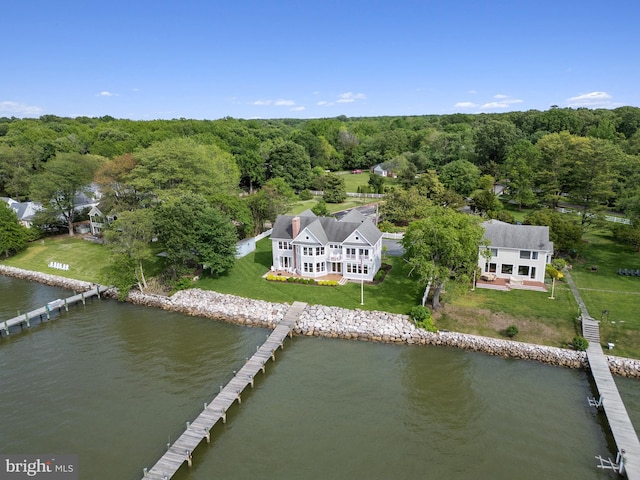 1100 Steamboat Rd, Shady Side, MD 20764 - aerial view of property and surrounding area featuring a nearby body of water and a forest