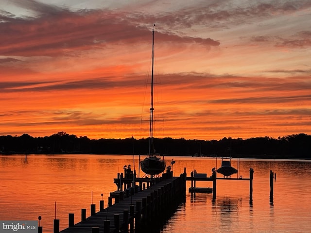 1100 Steamboat Rd, Shady Side, MD 20764 - dock area featuring boat lift and a water view