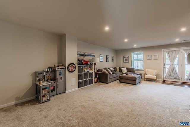 1509 Delphi Ln, Charlottesville, VA 22911 - carpeted living area with recessed lighting and baseboards