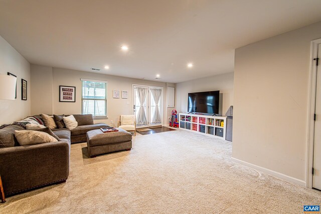 1509 Delphi Ln, Charlottesville, VA 22911 - living room featuring recessed lighting, baseboards, and carpet floors