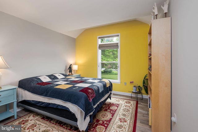 13 Deerfield Ln, Rehoboth Beach, DE 19971 - bedroom featuring wood finished floors, lofted ceiling, and baseboards