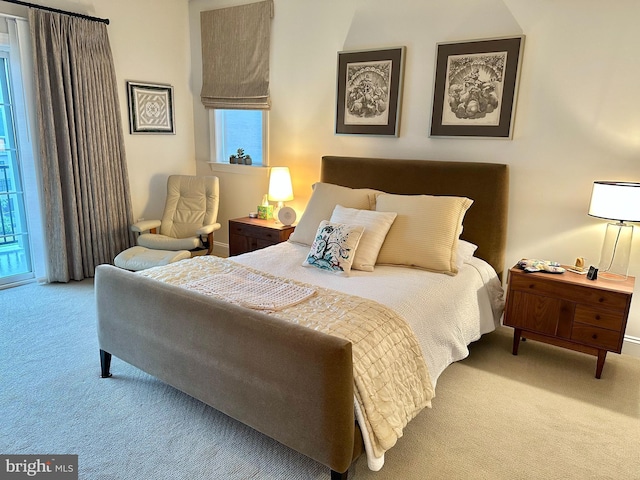carpeted bedroom with multiple windows