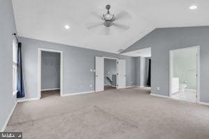 42783 Freedom St, Chantilly, VA 20152 - unfurnished bedroom with vaulted ceiling, carpet floors, recessed lighting, and multiple closets