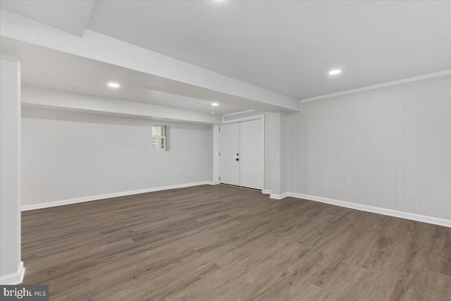 228 Doe Trl, Winchester, VA 22602 - basement with wood finished floors, recessed lighting, and baseboards