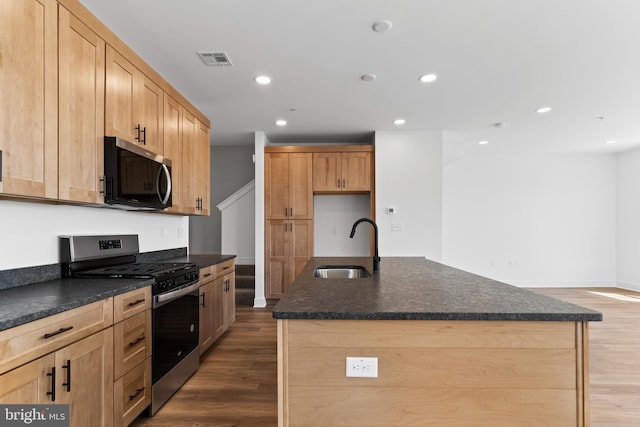 5 Graze Way, Carlisle, PA 17015 - kitchen with appliances with stainless steel finishes, a sink, recessed lighting, a kitchen island with sink, and dark wood finished floors