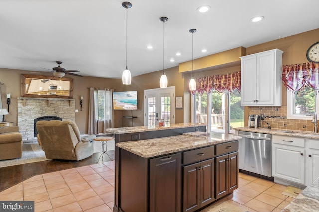 123 Nantucket Dr, Middletown, DE 19709 - kitchen featuring stainless steel dishwasher, a sink, plenty of natural light, a center island, and recessed lighting