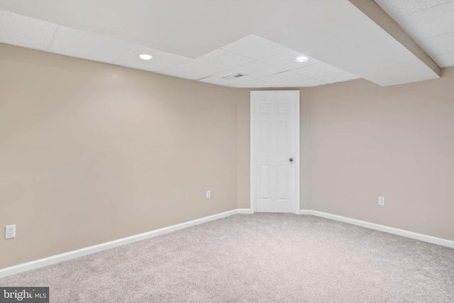 123 Nantucket Dr, Middletown, DE 19709 - finished below grade area with baseboards, carpet floors, recessed lighting, and a drop ceiling