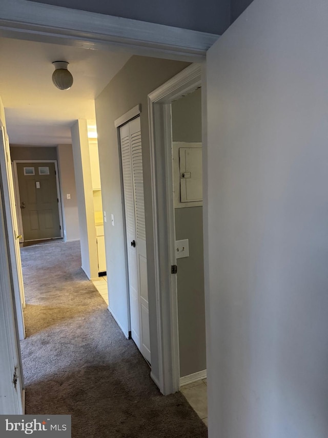 126 Club Pl Unit 126, Absecon, NJ 08205 - corridor with light carpet, baseboards, and electric panel