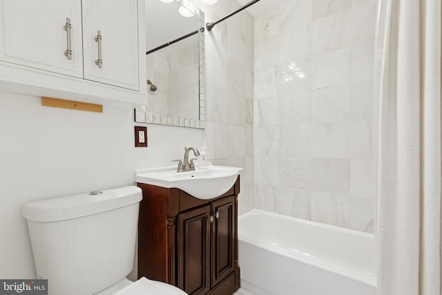 6311 Gentele Ct, Alexandria, VA 22310 - bathroom featuring shower / bath combination with curtain, toilet, and vanity