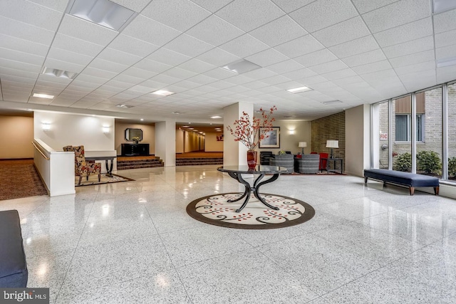 building lobby with a drop ceiling