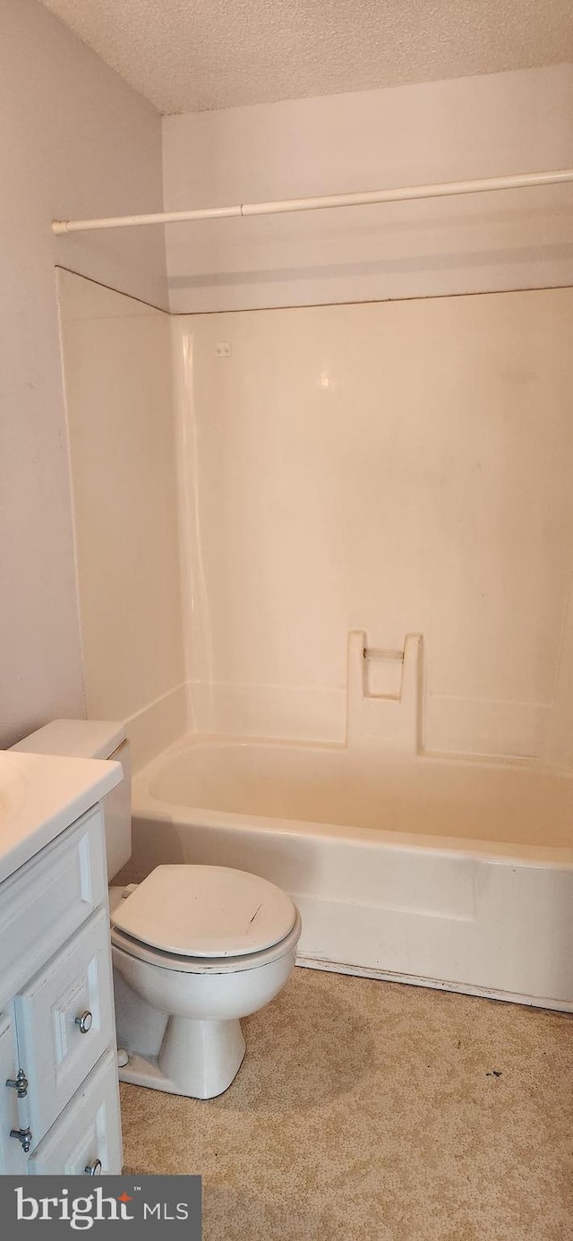 149 Captains Quarters Rd Unit 20102, Ocean City, MD 21842 - bathroom featuring toilet, vanity, shower / bath combination, and a textured ceiling