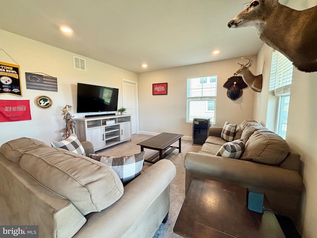 35342 Wright Way, Millsboro, DE 19966 - living room featuring light carpet, recessed lighting, and baseboards