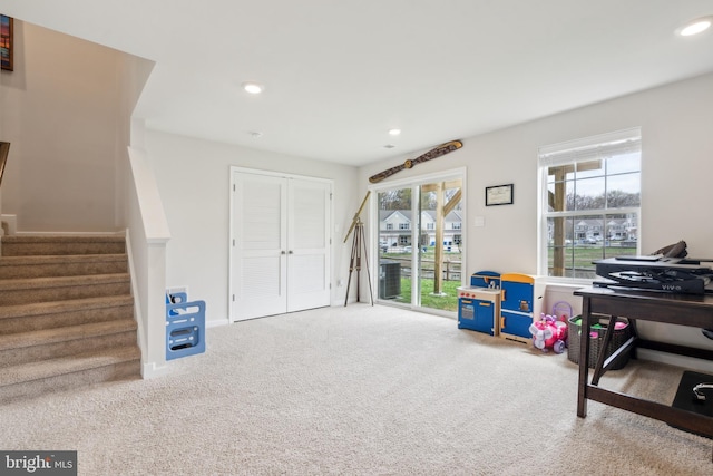 16 Foundry Blvd, Mount Holly, NJ 08060 - rec room with carpet floors and recessed lighting