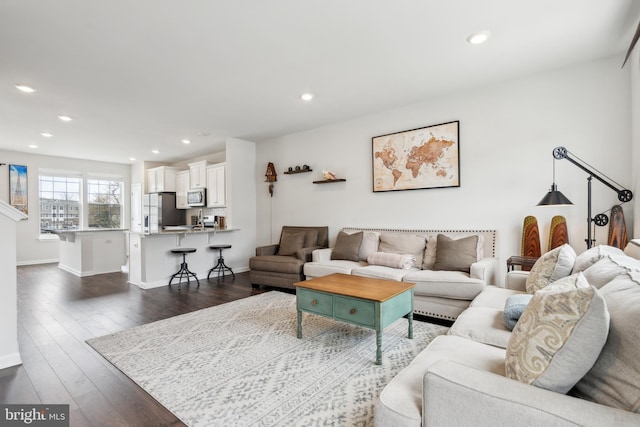 16 Foundry Blvd, Mount Holly, NJ 08060 - living room featuring dark wood-style floors, recessed lighting, and baseboards