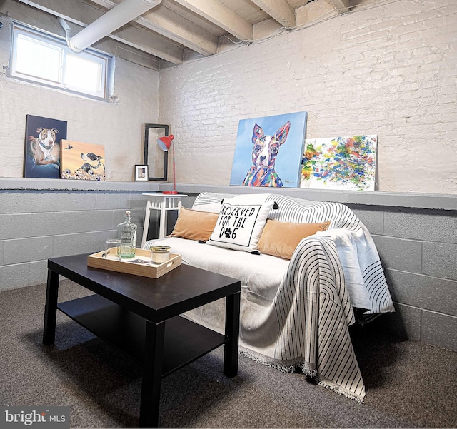 3211 Leverton Ave, Baltimore, MD 21224 - living room featuring beam ceiling