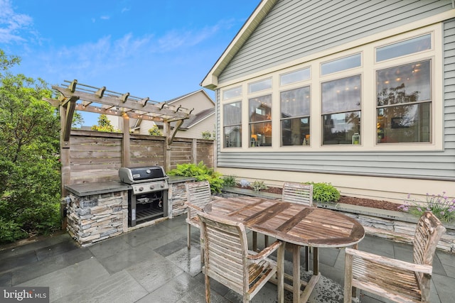 34410 Clam Rake Ln, Dagsboro, DE 19939 - view of patio / terrace with a pergola, outdoor dining area, and an outdoor kitchen