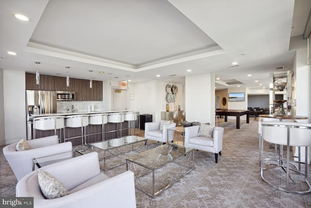 3600 S Glebe Rd Unit 822W, Arlington, VA 22202 - living room featuring a tray ceiling and recessed lighting