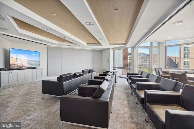 3600 S Glebe Rd Unit 822W, Arlington, VA 22202 - carpeted cinema room featuring a tray ceiling