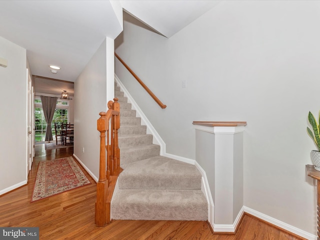 9034 Allington Manor Cir W, Frederick, MD 21703 - stairs featuring wood finished floors and baseboards