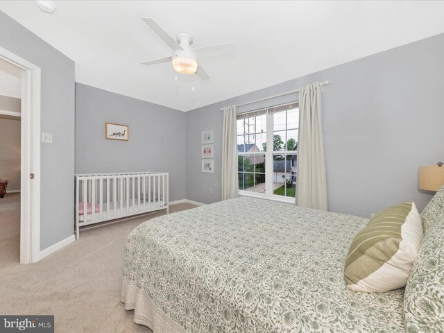 9034 Allington Manor Cir W, Frederick, MD 21703 - bedroom with light carpet, baseboards, and a ceiling fan