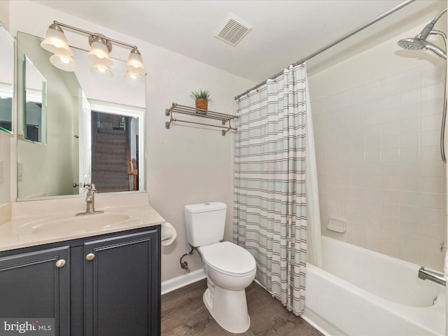 9034 Allington Manor Cir W, Frederick, MD 21703 - bathroom with toilet, wood finished floors, vanity, and shower / bathtub combination with curtain
