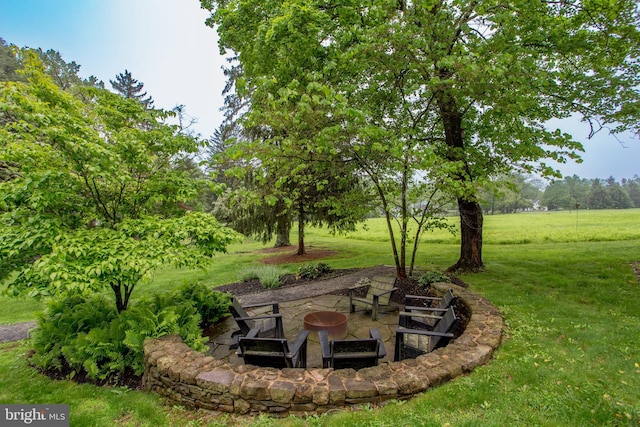 3864 Spring Valley Rd, Doylestown, PA 18902 - view of green lawn with a fire pit and a patio