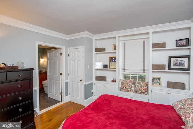 3864 Spring Valley Rd, Doylestown, PA 18902 - bedroom featuring wood finished floors, crown molding, and ensuite bath
