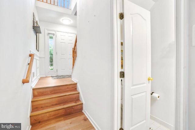 13304 Tivoli Fountain Ct, Germantown, MD 20874 - staircase with wood finished floors and baseboards