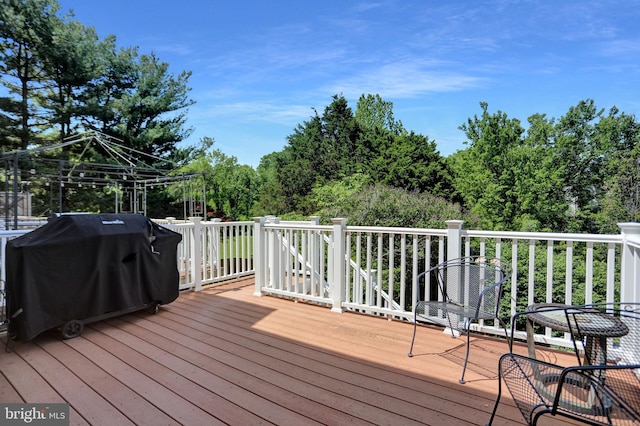131 Remington Cir, Havre De Grace, MD 21078 - wooden deck with grilling area and a gazebo