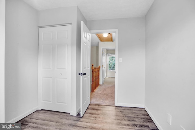 131 Remington Cir, Havre De Grace, MD 21078 - corridor with attic access, wood finished floors, and baseboards