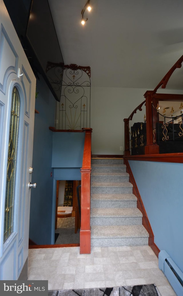 26 Shamrock Cir, Westminster, MD 21157 - stairs featuring a baseboard heating unit