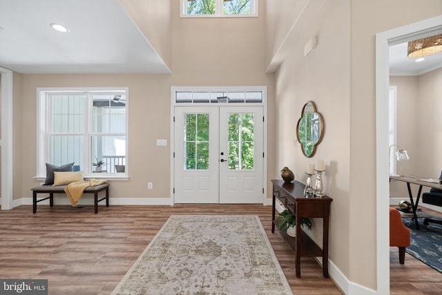 5570 Warren Dr, Huntingtown, MD 20639 - entrance foyer featuring wood finished floors, baseboards, and recessed lighting
