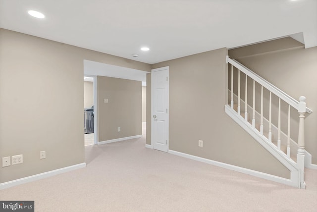 8002 Gosport Ln, Springfield, VA 22151 - empty room featuring carpet, baseboards, stairs, and recessed lighting