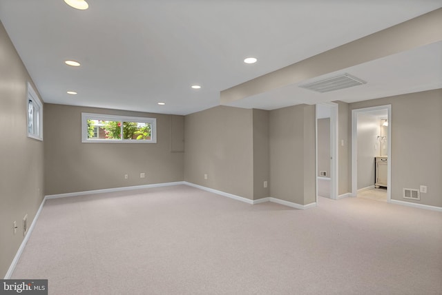 8002 Gosport Ln, Springfield, VA 22151 - below grade area with light carpet, baseboards, and recessed lighting