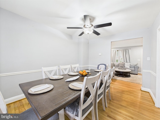 8663 Black Oak, Baltimore, MD 21234 - dining area with a ceiling fan, light wood finished floors, and baseboards