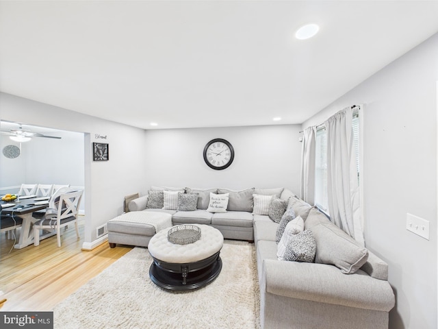 8663 Black Oak, Baltimore, MD 21234 - living room with recessed lighting, wood finished floors, and ceiling fan