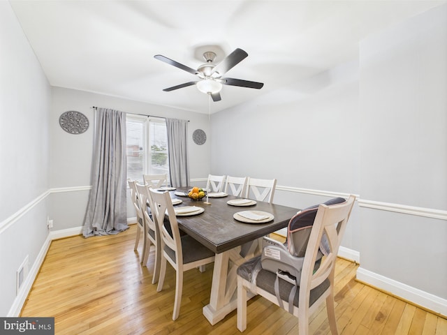 8663 Black Oak, Baltimore, MD 21234 - dining room with light wood-style floors, a ceiling fan, and baseboards
