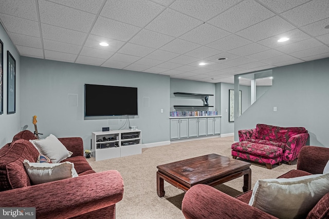 115 Hartefeld Dr, Avondale, PA 19311 - living area with carpet floors, recessed lighting, a drop ceiling, and baseboards
