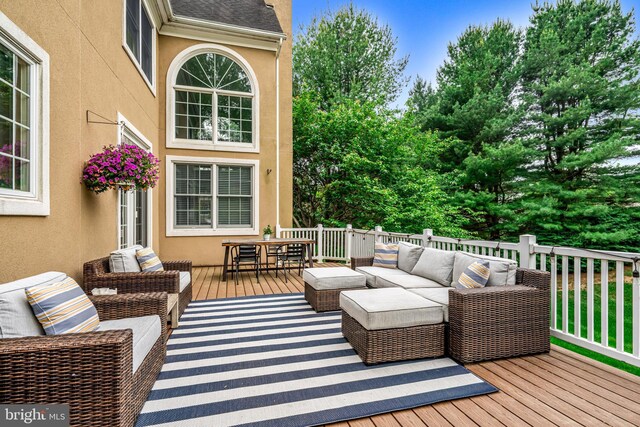 115 Hartefeld Dr, Avondale, PA 19311 - wooden deck featuring an outdoor living space and outdoor dining area