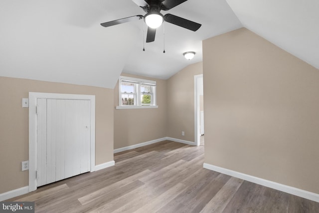 294 Jefferson St, Carneys Point, NJ 08069 - bonus room featuring wood finished floors, ceiling fan, lofted ceiling, and baseboards