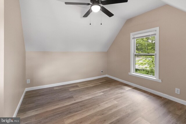 294 Jefferson St, Carneys Point, NJ 08069 - additional living space with vaulted ceiling, ceiling fan, wood finished floors, and baseboards