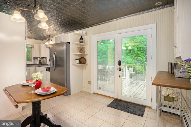 759 Avenue F, Langhorne, PA 19047 - doorway featuring an ornate ceiling, light tile patterned floors, and french doors