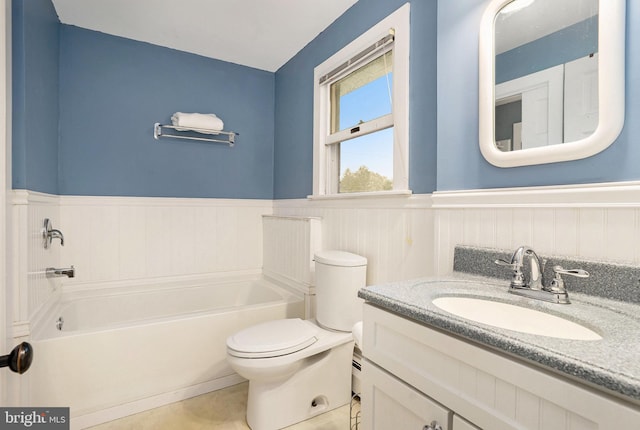 759 Avenue F, Langhorne, PA 19047 - bathroom with a wainscoted wall, a garden tub, toilet, and vanity