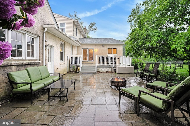 759 Avenue F, Langhorne, PA 19047 - view of patio featuring an outdoor living space with a fire pit and a deck