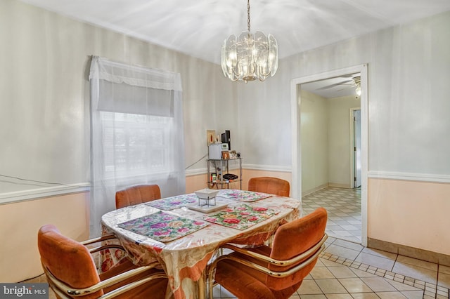 102 S Glebe Rd S, Arlington, VA 22204 - dining area with a chandelier, light tile patterned floors, and ceiling fan