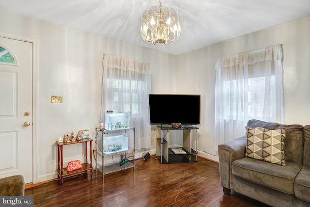 102 S Glebe Rd S, Arlington, VA 22204 - living room with wood-type flooring and a chandelier