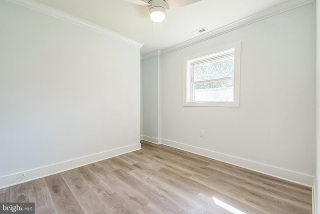 931 Oakdale Cir, Millersville, MD 21108 - unfurnished room with crown molding, light wood-style flooring, and ceiling fan