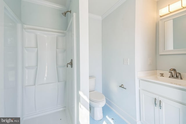 931 Oakdale Cir, Millersville, MD 21108 - bathroom featuring crown molding, vanity, and a shower